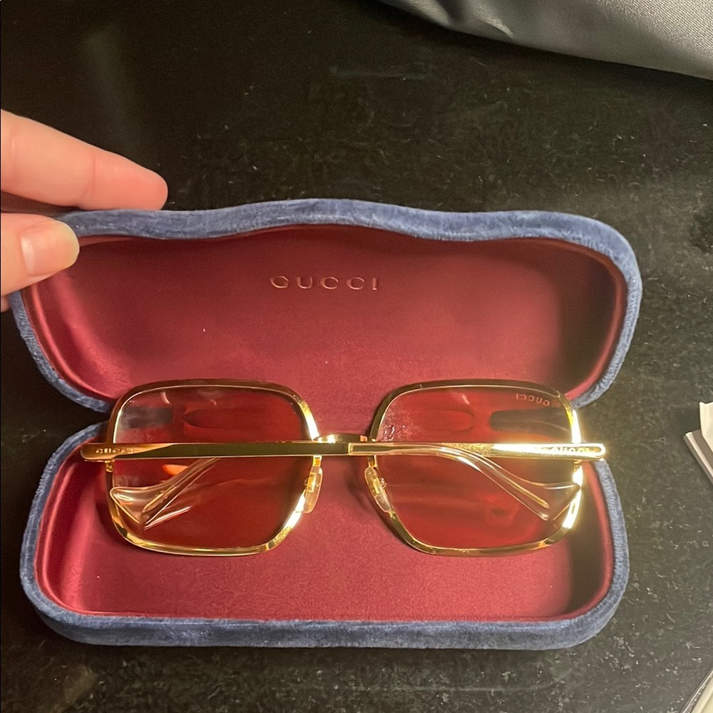 Gucci Red and Gold Women's Sunglasses - Picture 3 of 3